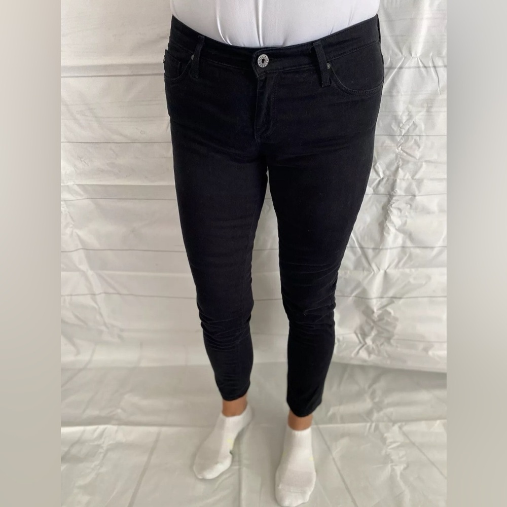 AG Adriano Goldschmied STEVIE Ankle Slim Straight Leg Black Jeans Women’s 28R#